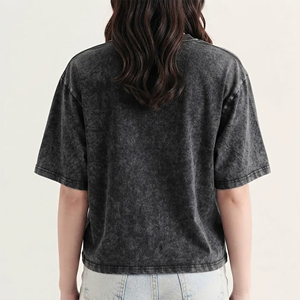 T-shirts délavés pour femmes au design léger et élégant, polyvalents pour le quotidien, offrant un confort décontracté et un style. - Product Image 2