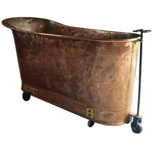 Bañera de Cobre Independiente, Estilo Rústico Vintage, con Ruedas, Ovalada, para Hotel o Spa - Product Image 1