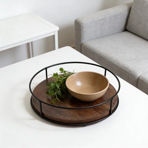 Plateau en bois de luxe avec poignées, élégant plateau de service pour restaurant et usage domestique à bas prix - Product Image 1