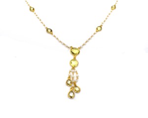 Elegant 18K Gold Plated <b>Brass</b> Bohemian Drop <b>Necklace</b> with Beads Natural Stones for Women's Party Shopping Hinduism - Product Image 3