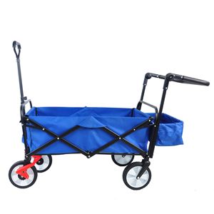 Heavy-Duty Portable Outdoor Utility <b>Wagon</b> with Adjustable Handles Collapsible <b>Garden</b> Hand Cart with Drink Holder for Camping - Product Image 1