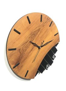 Wooden Hanging Modern Abstract Wall <b>Clock</b> Round Quartz Silent Needle AA <b>Battery</b> Powered Antique Style Living Room Decor - Product Image 2