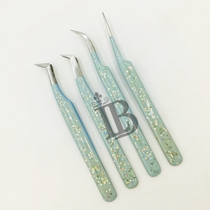 Pinzas con Purpurina de Acero Inoxidable Sostenible para Extensiones de Pestañas, Pinzas Rectas de 90 y 45 Grados para Pestañas de Visón - Product Image 5