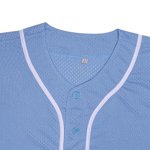 Light Blue Mesh Baseball <b>Jersey</b> <b>Short</b> Sleeve Button Front Unisex Breathable Sport Apparel Adult Regular Fit - Product Image 5