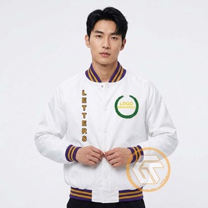 High Quality Omega Satin Men's Varsity Jacket Customized Breathable Greek Treasures Stand Collar <b>Covered</b> <b>Button</b> Closure 140g - Product Image 2