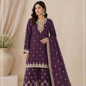 Heavy Chinon <b>Sequins</b> Embroidered <b>Top</b> Bottom Dress Material With Chinon Silk Dupatta Wholesale Rate By Royal Export - Product Image 2