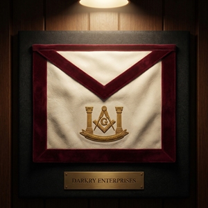 Custom Handmade Masonic White Leather <b>Apron</b> <b>Black</b> Velvet Border Bullion Wire Embroidery Pillars Boaz Jachin Mason Regalia <b>Apron</b> - Product Image 6