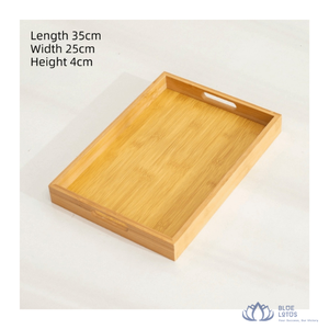 BEST SELLING Blue Lotus Farm Plateau de service rectangulaire en bois moderne et écologique, planche de rangement créative pour boissons et thé - Product Image 1