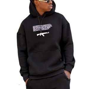 Sweat-shirt à capuche surdimensionné en polaire polyester/coton tricoté lourd 400 g/m² pour homme, broderie confortable et douillet - Product Image 3