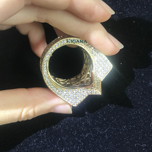 Bague Cocktail Moissanite Forme Étoile Plaqué Or 18K Argent 925 Sertissage Pavé Style Hip Hop Bijou Unisexe pour Fête - Product Image 3