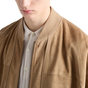 New arrival Men's Cowhide Suede Bomber <b>Jacket</b> Luxury Oversized Zip Up Leather <b>Jacket</b> OEM Private Label leather good manufacture - Product Image 6