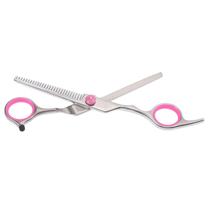 Tijeras de entresacar de acero inoxidable de alta calidad con punta afilada de 32 dientes y mango mediano, aprobadas para uso profesional. - Product Image 2