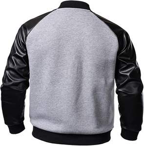 Chaqueta Universitaria Unisex Personalizada, Impermeable, con Mangas de Cuero, Parches Bordados, Chaqueta de Béisbol Letterman de Lona - Product Image 5