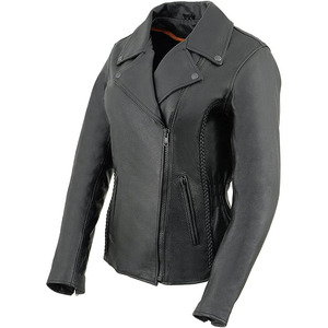 Chaqueta de Motociclista Clásica de Cuero Premium para Mujer, Estilo MC, SAMROZ SPORTS - Product Image 3