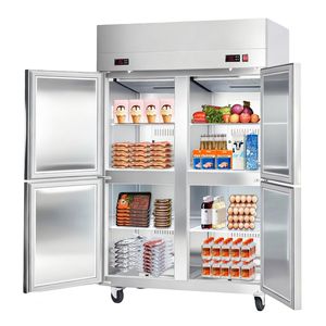 Attrezzatura di Refrigerazione per Cucine Commerciali, Frigorifero/Congelatore Verticale in Acciaio Inox da 48" con 4 Porte, 31 Piedi Cubi, Sbrinamento Automatico - Product Image 1