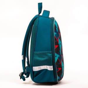 Mochila de EVA verde oscuro con carcasa rígida, mochila con protección para la columna vertebral que reduce la carga, mochila con patrón de forma geométrica para escuela primaria - Product Image 3