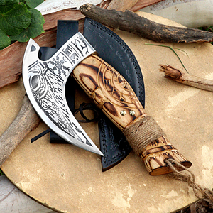 Premium Hand Forged Stainless Steel Pizza <b>Axe</b> Cutter with <b>Wood</b> Handle for Kitchen & Restaurant. - Product Image 4