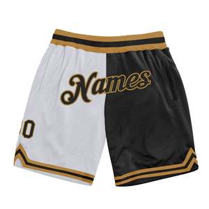 Shorts de basketball sportifs pour hommes, noir et gris, en maille, taille élastique, respirants, avec poches, motif imprimé personnalisé - Product Image 2