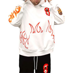 Sweat à capuche personnalisé 100 % coton molletonné, imprimé en relief, pour l'hiver, avec motifs unis et basiques - Product Image 1