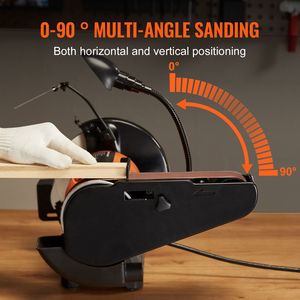Smerigliatrice da banco da 8 pollici con levigatrice a nastro da 2 x 28 pollici, strumento per affilatura metalli, motore a induzione elettrico da 2,5 A - Product Image 3