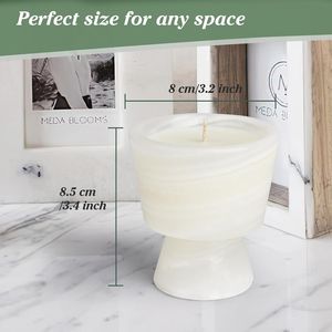Bougie de luxe parfumée en cire de soja, faite à la main, dans un récipient en marbre, non toxique et réutilisable, pot en pierre au design distinctif - 1 ensemble - Product Image 6