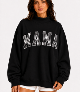 Premium <b>Women's</b> Oversized Pullover Mockneck Sweatshirt Soft Warm 100% Cotton Material Solid <b>Pattern</b> Customized Logo Front Winter - Product Image 1