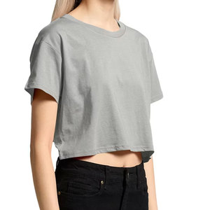 Camiseta Corta Blanca Informal para Mujer, Lisa, Personalizable, para Uso Diario, Ligera, de Algodón, Manga Corta, Cuello Redondo - Product Image 6