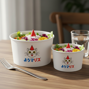 Bols en papier ronds écologiques avec couvercles imprimés personnalisés pour aliments chauds/froids, biscuits, revêtement PET - Product Image 6