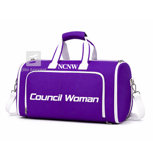 Custom NCNW Council Tote <b>bag</b> purple and White Embroidered Logo Daily Use Large Capacity Nylon polyester <b>duffel</b> <b>bag</b> - Product Image 1