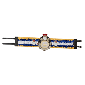 Ceinture de championnat royale avec design couronne, tissu bleu et or, ceinture de titre haut de gamme pour événements - Product Image 3
