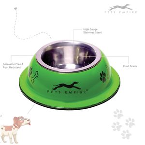 Grande demande, bol pour chien en acier inoxydable détachable antidérapant avec fond en caoutchouc, compatible lave-vaisselle, couleur rouge - Product Image 2