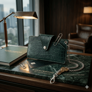 WRIZA Genuine Leather Croc Embossed Eyeglass <b>Case</b> Slim <b>Sunglasses</b> Pouch Keychain Hook Travel Spectacle Holder Forest Green Luxes - Product Image 2