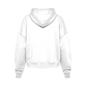 Heavyweight Plain <b>White</b> Oversized Drop Shoulder Hoodie Custom Streetwear Unisex Cotton Fleece Pullover Hooded <b>Sweatshirt</b> - Product Image 2