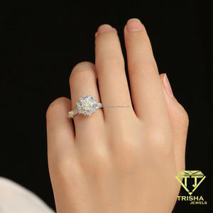 Luxury Floral Cluster Moissanite Diamond <b>Ring</b> 925 Sterling <b>Silver</b> <b>Statement</b> Engagement Wedding Jewelry For Women - Product Image 5