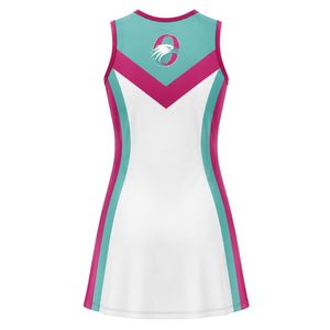 Vestido de Netball Sublimado Blanco y Rosa, Uniforme Deportivo sin Mangas para Mujer, Jersey para Partidos, Ropa de Entrenamiento en Equipo, Rendimiento Atlético - Product Image 4