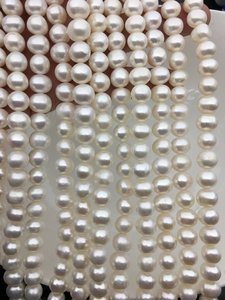 Perles d'eau douce blanches AA, perles de forme pomme de terre de 9 mm, brin de perles en vrac, fabrication de bijoux naturels, vente en gros, approvisionnement en vrac - Product Image 3