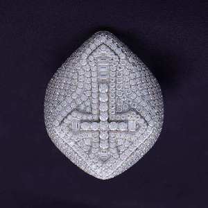 Luxury Iced Out Cross <b>Ring</b> VVS Moissanite Diamond 925 Sterling <b>Silver</b> Hip Hop Statement Pinky <b>Ring</b> for <b>Men</b> Women USA - Product Image 4