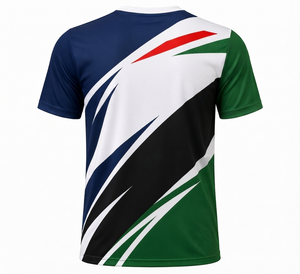 T-shirt sportif à manches courtes et col rond pour homme Dumela, imprimé géométrique, séchage rapide, respirant, logo frontal, tricoté, 100 % polyester, coupe ajustée - Product Image 2