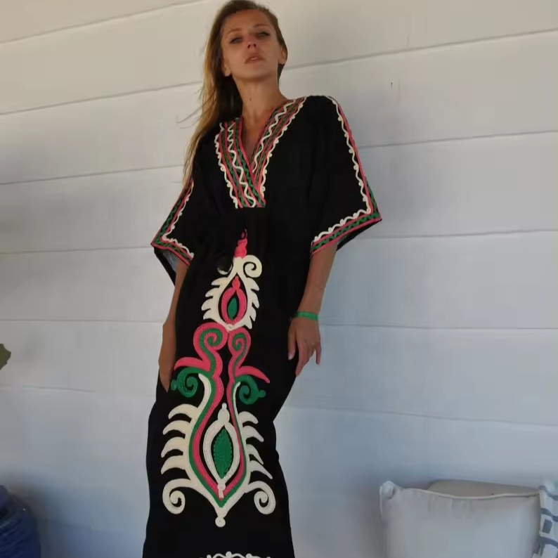 white christmas dresses A beautiful black dress featuring bold floral embroidery – Samant Chauhan main image 0