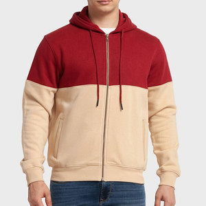 Sweat-shirt à capuche zippé pour homme, coupe classique, en molleton bouclette, style color block, décontracté, pour l'automne - Product Image 1