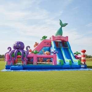 Château Gonflable Commercial Géant avec Toboggan et Aire <span class=keywords><strong>de</strong></span> Jeu Extérieure <span class=keywords><strong>pour</strong></span> Enfants – Idéal <span class=keywords><strong>pour</strong></span> la <span class=keywords><strong>Location</strong></span> d'Événements - Product Image 1