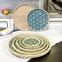 Ecologisch verantwoorde handgeweven bamboe opvouwbare opbergbak in vintage stijl voor gebruik in de keuken en voor het serveren van brood & groenten