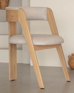 Scandinavian Solid Teak Wood <b>Dining</b> <b>Chair</b> with Upholstered Back and Seat Modern Furniture - Product Image 1