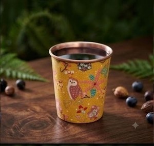 Vaso de Cobre Puro Impreso de Primera Calidad, Lujoso y Clásico con Diseño Floral de Búho, Vaso Metálico Resistente de Forma Cónica, Elegante y Tradicional - Product Image 2