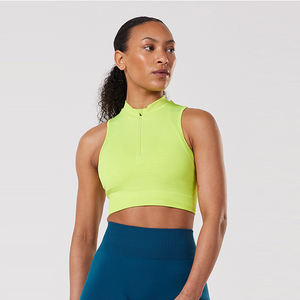 Top Corto Personalizado con Cierre de Cremallera, Sin Mangas, 100% Algodón, Corte Regular, Transpirable, de Secado Rápido, para Gimnasio y Entrenamiento, Camiseta Deportiva para Mujer - Product Image 2