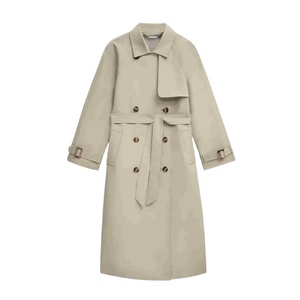 Gabardina Vintage para Mujer, Larga, Ajustada, Impermeable, 100% Algodón, con Volantes Únicos, Estampado Sólido, Inspiración Inglesa - Product Image 6