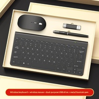 Combo Elite Obsidian: Puntatore Laser Ergonomico Silenzioso Senza Fili, Tastierino e Memoria USB Personalizzabile per Ufficio