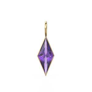 Pendentif en or jaune massif 18 carats avec améthyste africaine en forme de cerf-volant / Pierre de naissance de février / Pierre précieuse naturelle violette - Product Image 1
