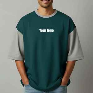 2026 New Style Oversized Hip Hop Men's T-Shirts Custom Screen Printed Logo O-<b>Neck</b> Short Sleeve 100% Cotton Baggy Solid Quick - Product Image 4