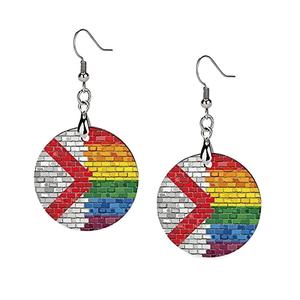 Pendiente de aro de madera con cinta geométrica impresa, pendiente de aro, creativo, trenzado, grande, redondo, para venta al por mayor - Product Image 3